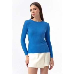 Lafaba Women's Blue Crew Neck Knitwear Sweater