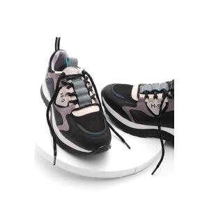 Marjin Women's High-Sole Sneaker Lace-Up Sneakers Heviz black.