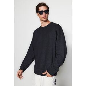 Trendyol Anthracite Men's Basic Oversize/Wide-Fit Soft Brushed Thessaloniki Sweatshirt