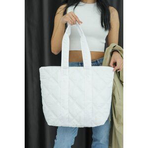 Madamra White Women's Quilted Pattern Puffy Bag