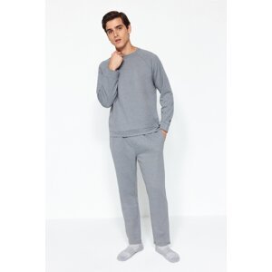 Trendyol Men's Dark Gray Regular Fit Knitted Pajamas Set