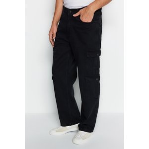 Trendyol Men's Black Wide fit Jeans Jeans with Cargo Pocket