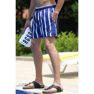 Madmext Striped Navy Blue Men's Beach Shorts 4259