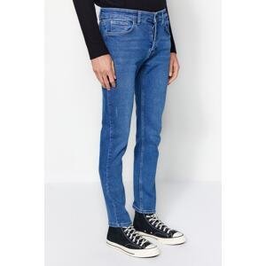 Trendyol Men's Navy Blue Slim fit Rake Destroyed Jeans Jeans