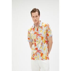 Koton Polo Neck T-Shirt Floral Printed Buttoned Short Sleeve