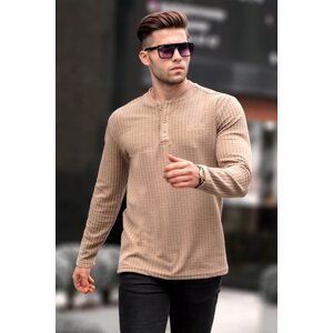 Madmext Beige Waffle Fabric Basic Sweater 6007