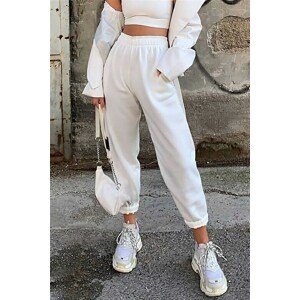 Madmext Mad Girls White Elasticated Oversize Women's Tracksuits Mg324