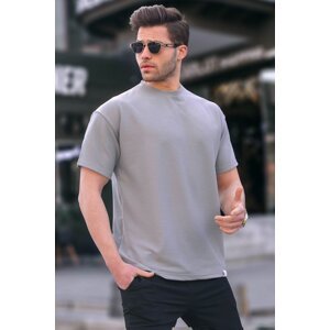 Madmext Men's Dyed Gray Regular Fit Basic T-Shirt 6099
