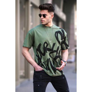 Madmext Men's Khaki Overfit Patterned T-Shirt 5811