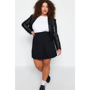 Trendyol Curve Black Plain A-line Gabardine Woven Plus Size Skirt