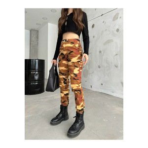 BİKELİFE Tile Camouflage Pattern Gabardine Trousers with Cargo Pockets