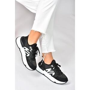 Fox Shoes Black Fabric Thick Soled Sports Shoes Sneakers