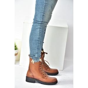 Fox Shoes Tan Genuine Leather Daily Women's Boots