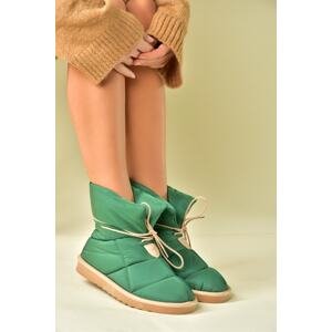 Fox Shoes Green Fabric Daily Women's Boots