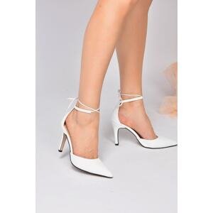 Fox Shoes Women's White Faux Leather Pointed Toe Heeled Shoes