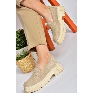 Fox Shoes P6520345002 Beige Suede Women's Casual Shoes With A Thick Sole