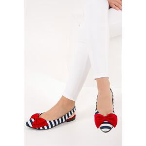 Fox Shoes Navy Blue White Red Women's Ballerinas