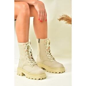 Fox Shoes Beige Thick Soled Women's Boots
