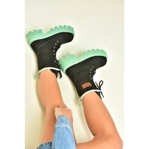 Fox Shoes Black/green Suede Lace-up Women's Boots
