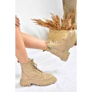 Fox Shoes Beige Suede Thick Soled Daily Women's Boots