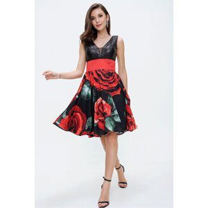 By Saygı Thick Waist Bodice Rose Skirt Evening Dress