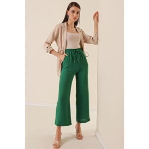 By Saygı Ayrobin Trousers with Elastic Waist, Lacing and Wide Leg Pockets