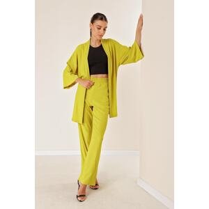 By Saygı Crescent Pants Pocket Kimono Suit OLIVE