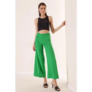 By Saygı Crepe Palazzo Trousers Green