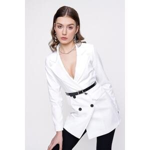 By Saygı Lined Jacket with Belted Waist and Covered Pockets