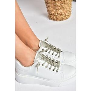 Fox Shoes White Stone Lace-Up Women's Sports Shoes Sneakers