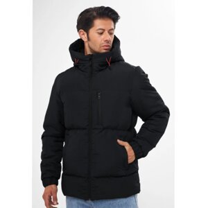 D1fference Men's Black Thick Lined Hooded Water and Windproof Puffer Winter Coat