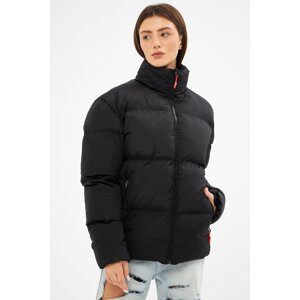 D1fference Women's Black Inner Lined Water And Windproof Puffer Winter Coat
