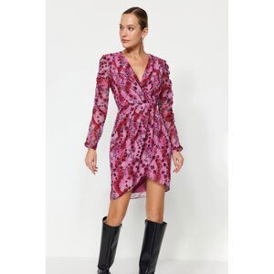 Trendyol Multi Color Double Breasted Mini Lined Floral Pattern Woven Dress