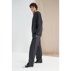 Trendyol Anthracite Men's More Sustainable Oversize Textured Label Detail Sweatpants