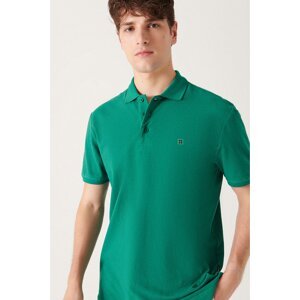 Avva Men's Green 100% Cotton Cool Keeping Regular Fit Polo Neck T-shirt