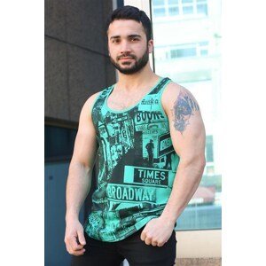 Madmext Printed Green Singlet 3088