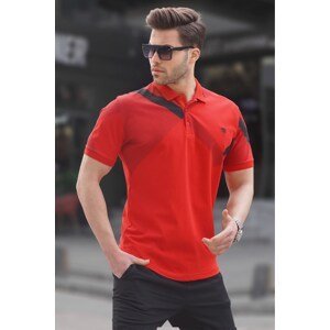 Madmext Red Patterned Polo Neck Men's T-Shirt 6081