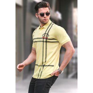 Madmext Yellow Patterned Polo Neck Men's T-Shirt 5872