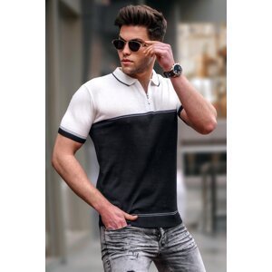 Madmext Men's Black Zippered Polo Neck Knitwear T-Shirt 5731