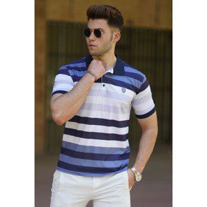 Madmext Navy Blue Polo Collar Men's T-Shirt 5279