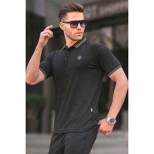 Madmext Men's Black Basic Regular Fit Polo Neck T-Shirt 6100