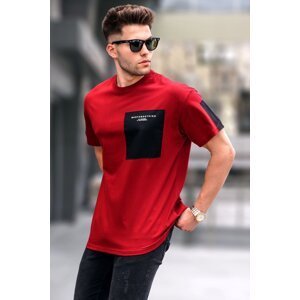 Madmext Burgundy Pocket Detailed Basic Men's T-Shirt