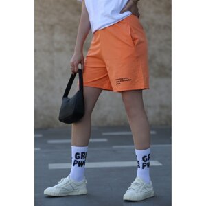 Madmext Mad Girls Orange Printed Shorts
