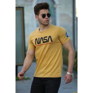 Madmext Men's Printed Yellow T-Shirt 4525