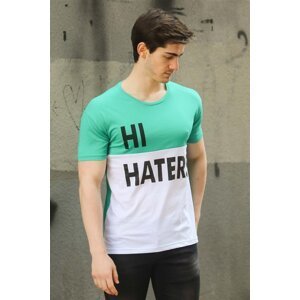 Madmext Color Block Printed Green T-Shirt 3089