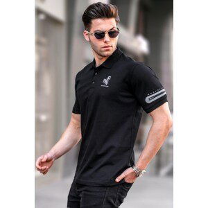Madmext Black Zipper Detailed Polo Neck Men's T-Shirt 5862