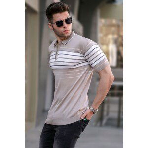 Madmext Men's Mink Polo Neck Zippered T-Shirt 5733