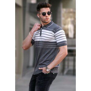 Madmext Men's Anthracite Polo Neck Zippered T-Shirt 5733