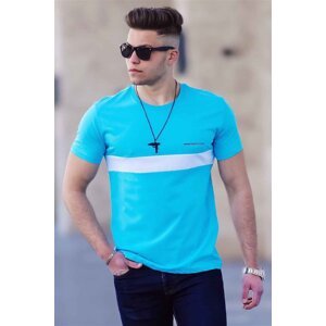 Madmext Men's Blue Striped T-Shirt 4578