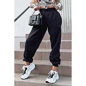 Madmext Mad Girls Black Oversize Women's Tracksuit with Elastic Legs Mg324